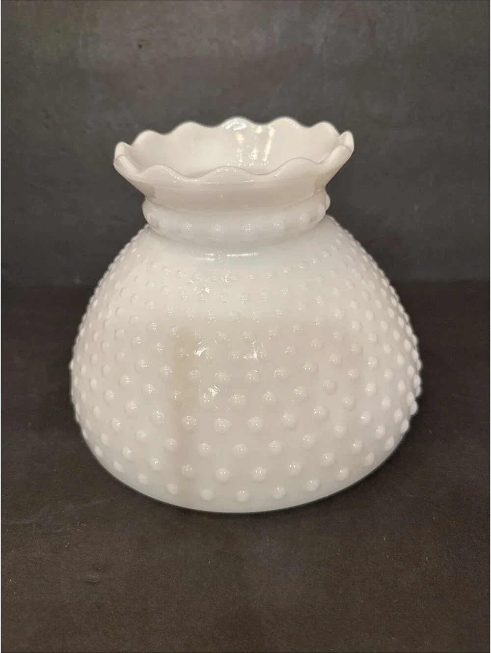 Vintage Milk Glass Hobnail Student Oil Lamp Shade 8